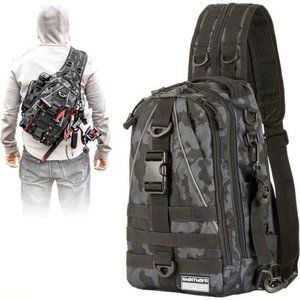Fishing Backpack Tackle Sling Bag - Fishing Backpack with Rod Holder Tackle Box
